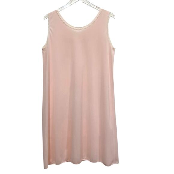 Vintage 60s Pastel Pink Nylon Lace Appliqué Chemise Nightgown Women's Size M/L - Picture 9 of 12